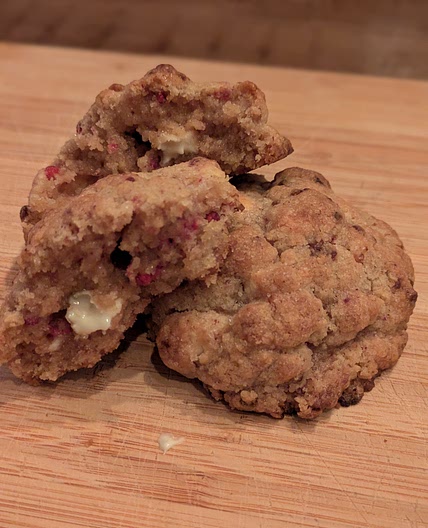 Raspberry & White Chocolat NY Cookies