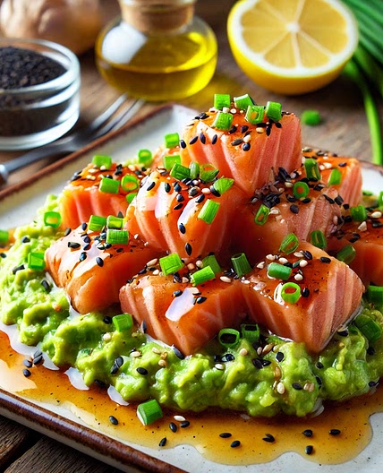 Tataki de saumon et guacamole