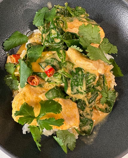 One Pan Salmon Coconut Curry