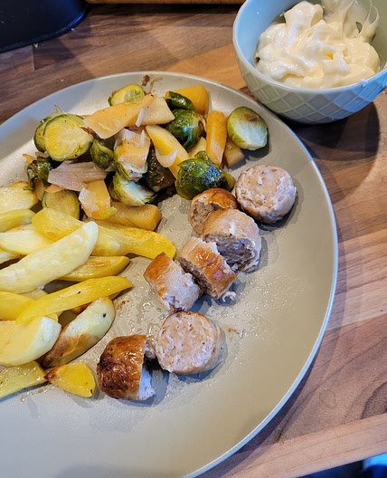 Pork sausage with fries