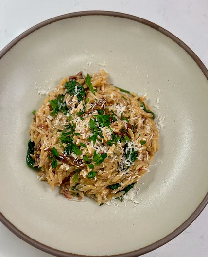One Pan Sun-Dried Tomato and Boursin Cheese Orzo