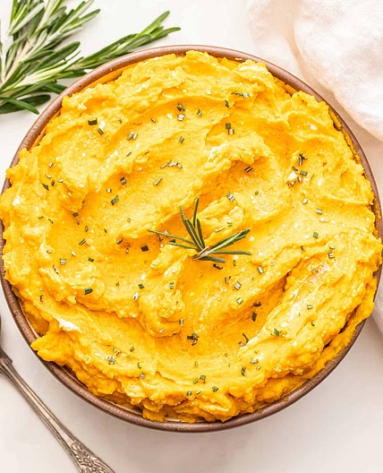 Mashed Butternut Squash with Goat Cheese and Rosemary