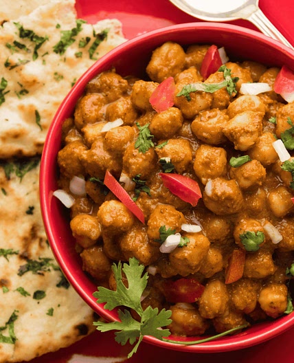 Indian Spiced Chickpeas with Fried Bread