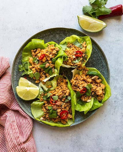 Thai Basil Chicken Lettuce Wraps