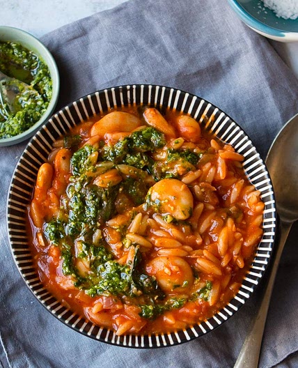 Smoked paprika orzo soup