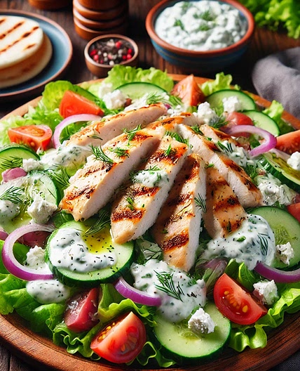 Salade tzatziki poulet