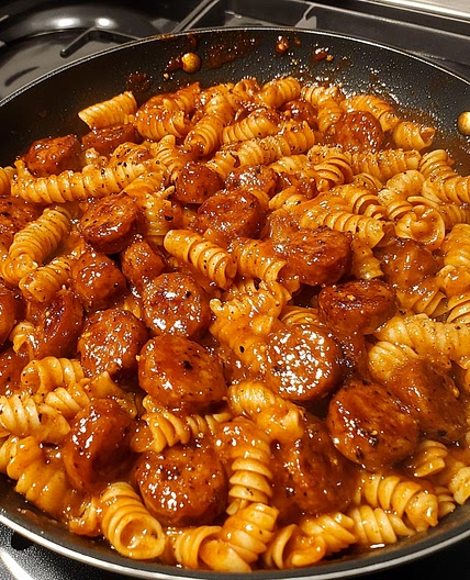 One-Skillet Mild Honey BBQ Sausage & Pasta
