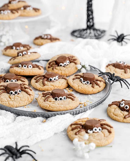 Chewy Peanut Butter Cup Spider Cookies