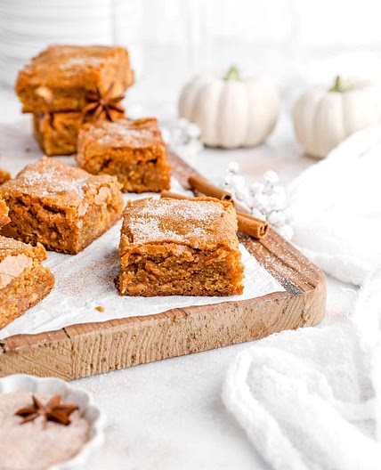 Spiced Pumpkin White Chocolate Chip Blondies