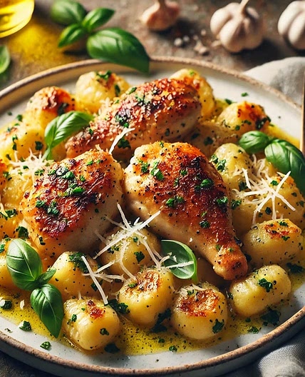 Garlic Butter Chicken and Gnocchi with Herbs