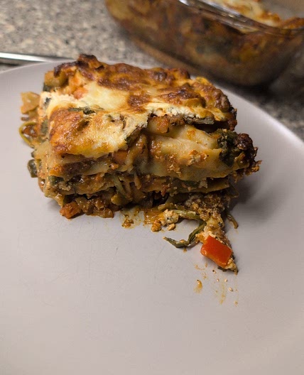 High Protein Chicken-Red Pesto Lasagna