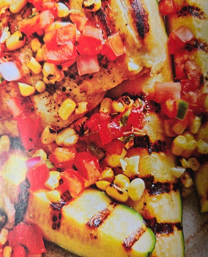 Grilled Chicken with Squash, Corn, and Salsa