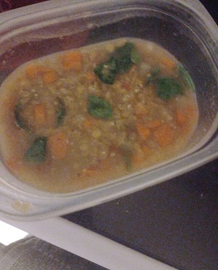 Single serving healthy vegan lentil soup