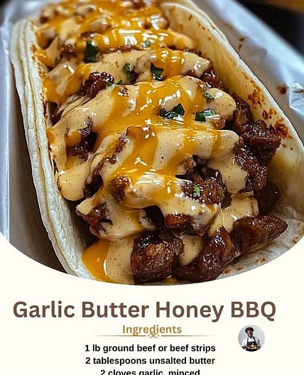 Garlic Butter Honey BBQ Beef Tacos