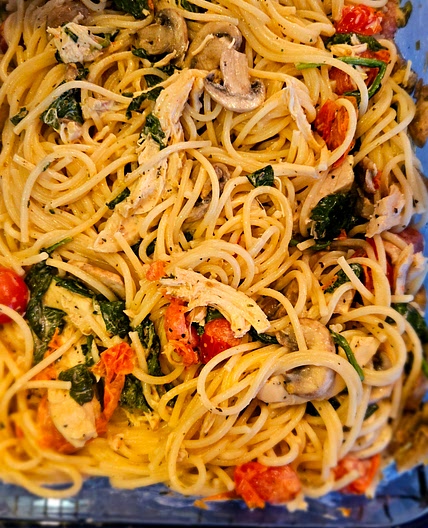 Creamy Pasta with Spinach & Mushrooms with Boursin Cheese