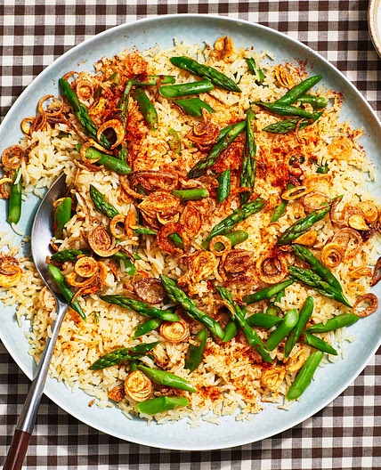 Asparagus Pulao With Minty Lemon Raita