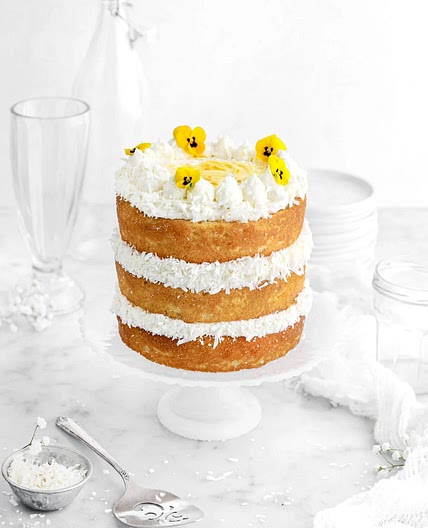 Lemon Coconut Naked Cake with Lemon Curd