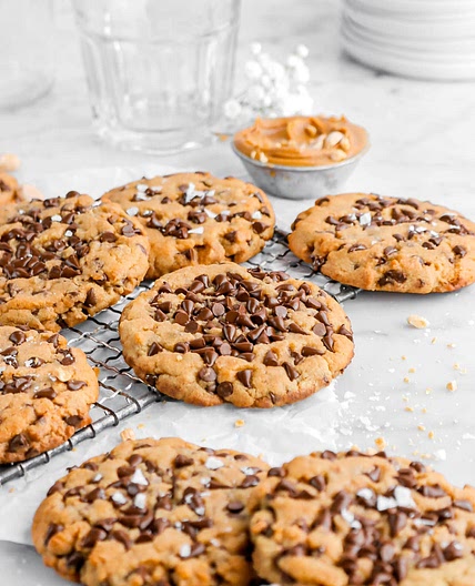 Soft & Chewy Bakery-Style Peanut Butter Chocolate Chip Cookies