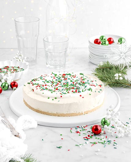 No Bake Christmas Sugar Cookie Cheesecake