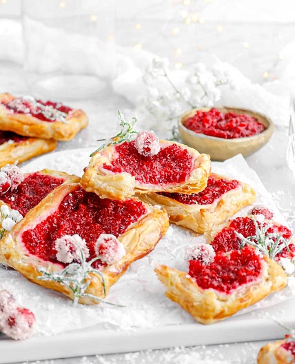 Cranberry Cream Cheese Puff Pastry Tarts