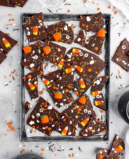 Spooky Halloween Dark Chocolate Candy Bark