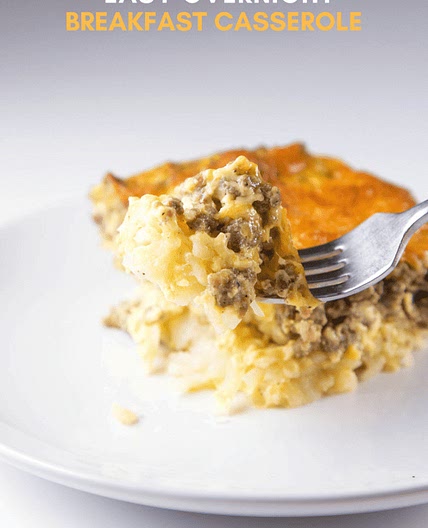 Overnight Cheesy Sausage and Hashbrown Breakfast Casserole Recipe