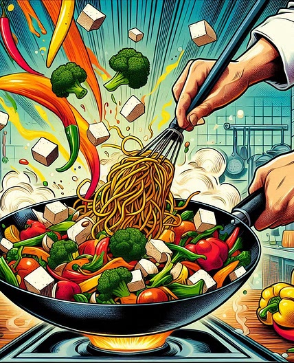 Vegetable and Tofu Stir-Fry with Noodles