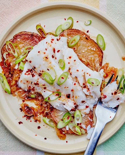 Cod With Soy-Caramelized Onions and Potatoes