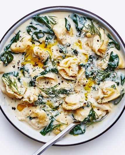 Lemony Tortellini Soup With Spinach and Dill