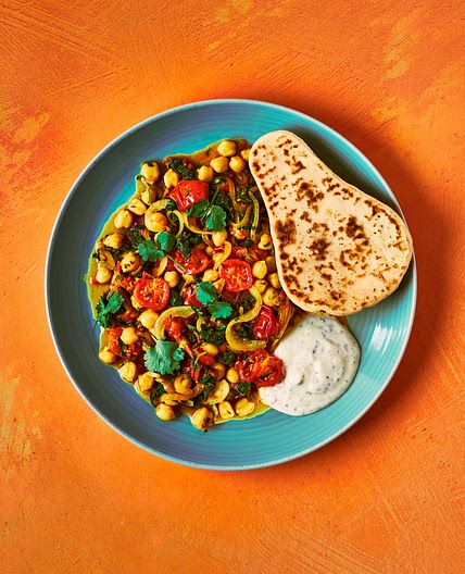 Chana Masala With Mint Raita And Naan