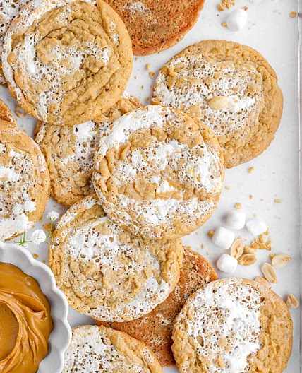 Chewy Fluffernutter Cookies (Peanut Butter and Marshmallow Fluff Cookies!)