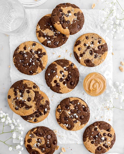 Peanut Butter Chocolate Marble Cookies