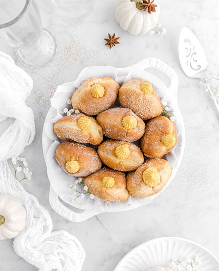 Pumpkin Spice Doughnuts with Pumpkin Custard
