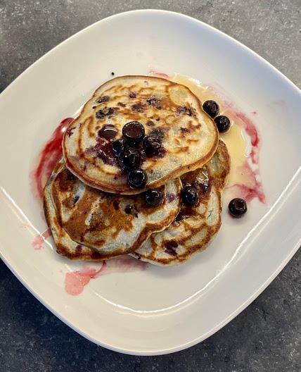 Fluffy American blueberry pancakes