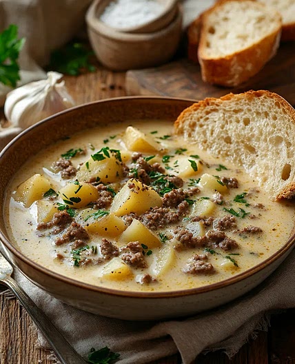 Crockpot Creamy Potato & Hamburger Soup: A Slow Cooker Delight