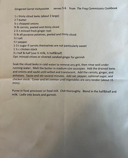 Gingered carrot vichyssoise