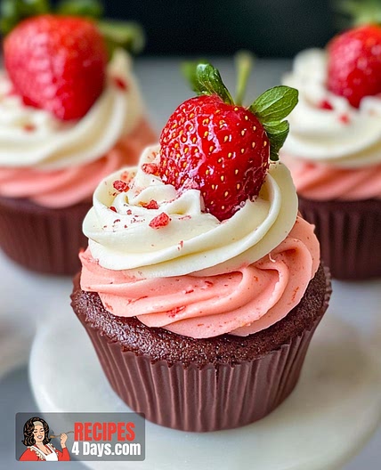 Chocolate Covered Strawberry Cupcakes