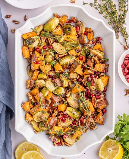 Roasted Brussels Sprouts & Sweet Potatoes