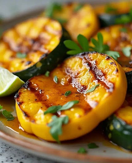Grilled Summer Squash with Lemon-Herb Dressing