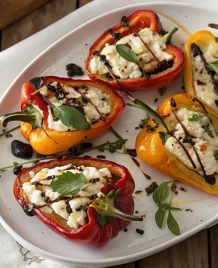 Sweet Peppers with Goat Cheese and Balsamic Vinegar