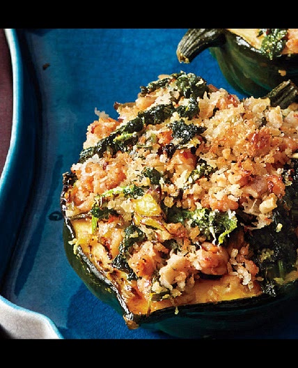 Acorn Squash with Kale and Sausage