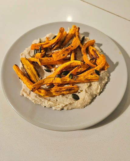 Carote Arrosto su Crema di Cannellini e Mandorle #Microonde #Microwave