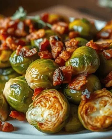 Crispy Roasted Brussels Sprouts with Bacon