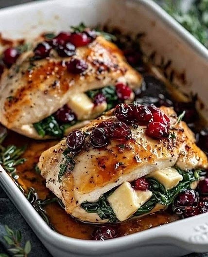 Poulet farcie aux épinards , brie et camberge 