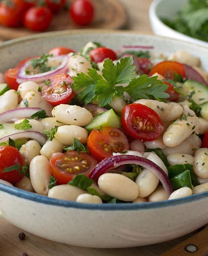 Delicious Mediterranean White Bean Salad Recipe - Diabetic recipes