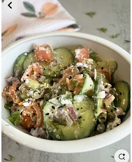 Smoked salmon cucumber salad