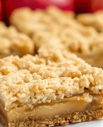 Apple Crisp Bars with Shortbread Crust and Crumble Topping