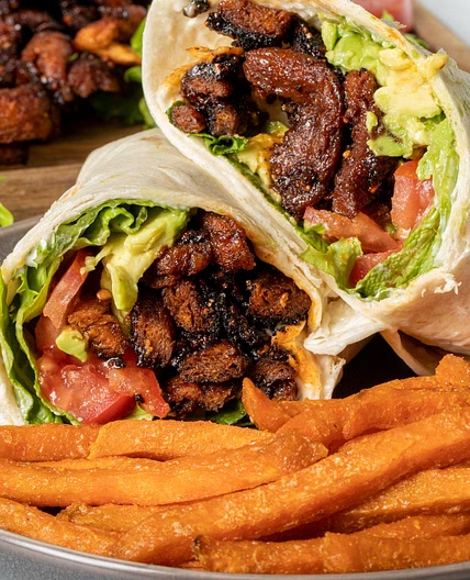 Soy Curl Bacon + Vegan BLT Wraps!