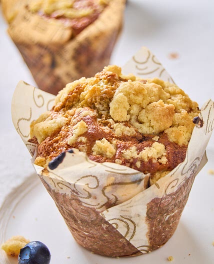 Protein Sourdough Blueberry Muffins With Streusel