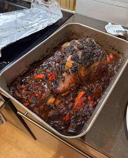 Slow roast lamb with ratatouille 